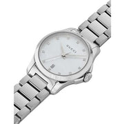 Gucci G Timeless Diamonds Mother of Pearl Dial Silver Steel Strap Watch For Women - YA126542