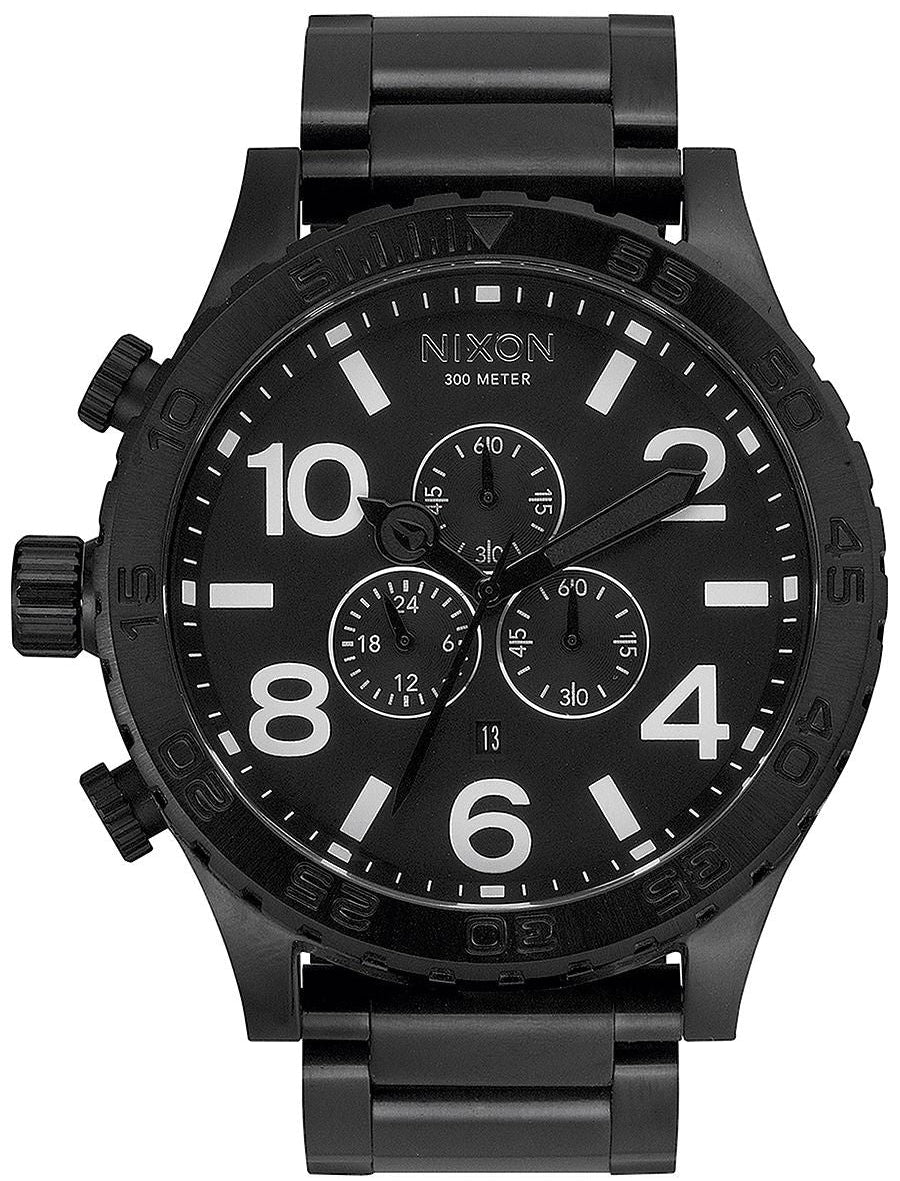 Nixon 51-30 Chrono Black Dial Black Steel Strap Watch for Men - A083-001