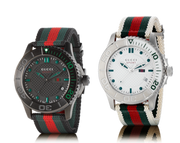 Gucci G Timeless Sport Black Dial Two Tone NATO Strap Watch For Men - YA126229