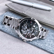 Tommy Hilfiger Henry Chronograph Black Dial Silver Steel Strap Watch For Men - 1710477