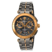 Versace Aion Chronograph Black Dial Grey Steel Strap Watch for Men  - VBR050017