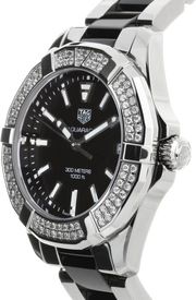 Tag Heuer Aquaracer Quartz Diamonds Black Dial Two Tone Steel Strap Watch for Men - WAY131E.BA0913
