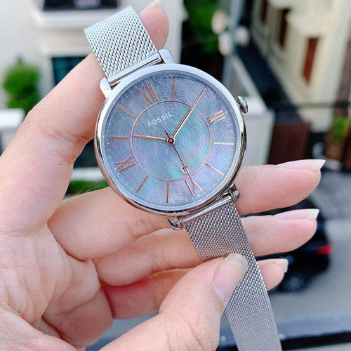 FOSSIL 時計 Fossil Jacqueline Mother of Pearl Blue Dial Silver Mesh Strap
