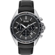 Hugo Boss Contemporary Sport Driver Black Dial Black Leather Strap Watch for Men - 1513085