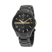 Armani Exchange Hampton Chronograph Black Dial Black Steel Strap Watch For Men - AX2121