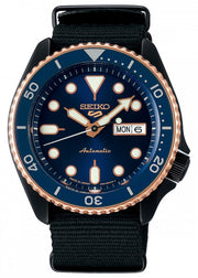Seiko 5 Sports Automatic Blue Dial Black NATO Strap Watch for Men - SBSA098