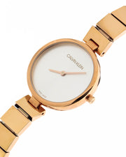 Calvin Klein Authentic White Dial Rose Gold Steel Strap Watch for Women - K8G23646