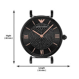 Emporio Armani Gianni T Bar Black Dial Black Steel Strap Watch For Women - AR11245