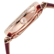 Emporio Armani Meccanico Automatic Silver Dial Red Leather Strap Watch For Women - AR60044