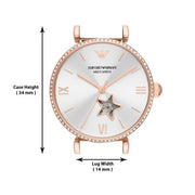 Emporio Armani Meccanico Automatic Silver Dial Red Leather Strap Watch For Women - AR60044