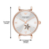 Emporio Armani Meccanico Automatic Silver Dial Red Leather Strap Watch For Women - AR60044