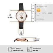 Emporio Armani Meccanico Gianni T Bar Mother of Pearl White Dial Black Leather Strap Watch For Women - AR60047