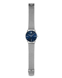 Emporio Armani Minimalist Quartz Blue Dial Silver Mesh Strap Watch For Men - AR11571