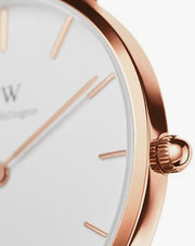 Daniel Wellington Classic Petite Dover White Dial White Nylon Strap Watch For Women - DW00100311