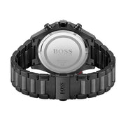 Hugo Boss Aeroliner Chronograph Black Dial Black Steel Strap Watch for Men - 1513275