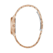 Guess Cubed Analog Black Dial Rose Gold Steel Strap Watch For Women - GW0607L3