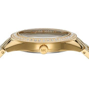Michael Kors Harlowe Three-Hand Quartz Gold Dial Gold Steel Strap Watch For Women - MK4709