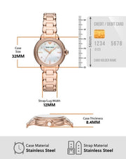 Emporio Armani Three Hand Mother of Pearl Dial Two Tone Steel Strap Watch For Women - AR11569