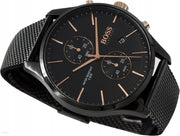 Hugo Boss Associate Chronograph Black Dial Black Mesh Bracelet Watch for Men - 1513811