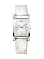 Calvin Klein Window White Dial White Leather Strap Watch for Women - K2M23120