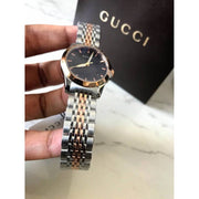 Gucci G Timeless Black Dial Two Tone Steel Strap Watch For Women - YA126512