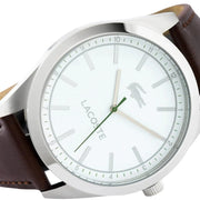 Lacoste Edmonton White Dial Brown Leather Strap Watch for Men - 2010893