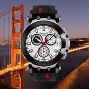 Tissot T Race Chronograph White Dial Black Silicone Strap Watch For Men - T115.417.27.011.00