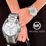 Michael Kors Bradshaw Chronograph Silver Dial Silver Steel Strap Watch for Men - MK5535