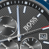 Hugo Boss Velocity Chronograph Black Dial Blue Rubber Strap Watch for Men - 1513717
