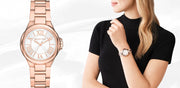 Michael Kors Camille Quartz White Dial Rose Gold Steel Strap Watch For Women - MK7256