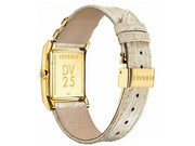 Versace DV-25 Gold Dial Off White Leather Strap Watch for Women - VQF030015