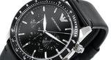 Emporio Armani Mario Chronograph Black Dial Black Leather Strap Watch For Men - AR11243