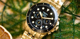 Fossil FB-01 Chronograph Black Dial Gold Steel Strap Watch for Men - FS5836