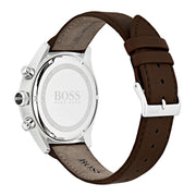 Hugo Boss Grand Prix Chronograph Grey Dial Brown Leather Strap Watch for Men -  1513476