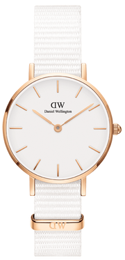 Daniel Wellington Classic Petite Dover White Dial White Nylon Strap Watch For Women - DW00100313