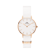 Daniel Wellington Classic Petite Dover White Dial White Nylon Strap Watch For Women - DW00100313