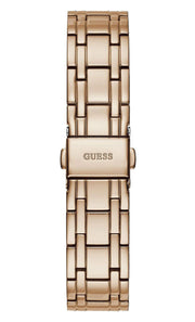 Guess Crystalline Diamonds Silver Dial Rose Gold Steel Strap Watch for Women - GW0114L3