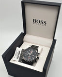 Hugo Boss Aero Chronograph Black Dial Black Steel Strap Watch for Men - 1513771