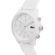 Lacoste 12.12 Chronograph White Dial White Silicon Strap Watch for Men - 2010974