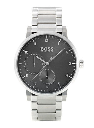 Hugo Boss Oxygen Chronograph Grey Dial Silver Steel Strap Watch for Men - 1513596