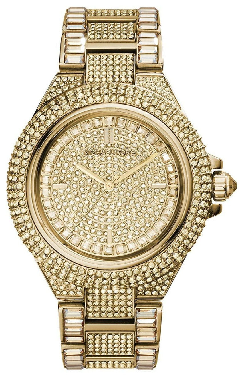 Michael Kors Camille Diamonds Gold Dial Gold Steel Strap Watch for Women - MK5720