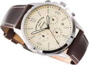 Fossil Forrester Chronograph White Dial Brown Leather Strap Watch for Men - FS5696