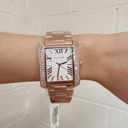 Michael Kors Emery Three-Hand Crystals Silver Dial Rose Gold Steel Strap Watch for Women - MK4644