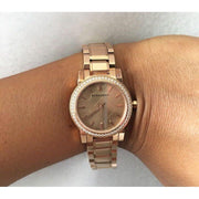 Burberry The City Diamonds Rose Dial Rose Gold Steel Strap Watch for Women - BU9225