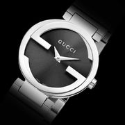 Gucci Interlocking G Quartz Black Dial Black Steel Strap Watch For Women - YA133502