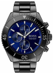 Hugo Boss Ocean Edition Chronograph Navy Blue Dial Black Steel Strap Watch for Men - 1513743