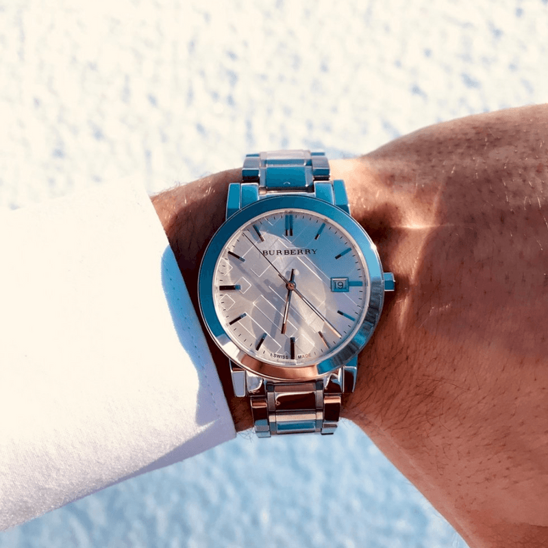 Burberry The City Silver Dial Silver Steel Strap Watch for Women Burberry The City Silver Dial Silver Steel Strap Watch for Women