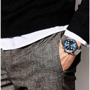 Hugo Boss Aeroliner Chronograph Blue Dial Silver Steel Strap Watch for Men - 1513183