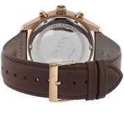 Hugo Boss Grand Prix Chronograph Brown Dial Brown Leather Strap Watch for Men - 1513605