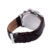 Guess Exec Chronograph White Dial Brown Leather Strap Watch For Men - W0076G2